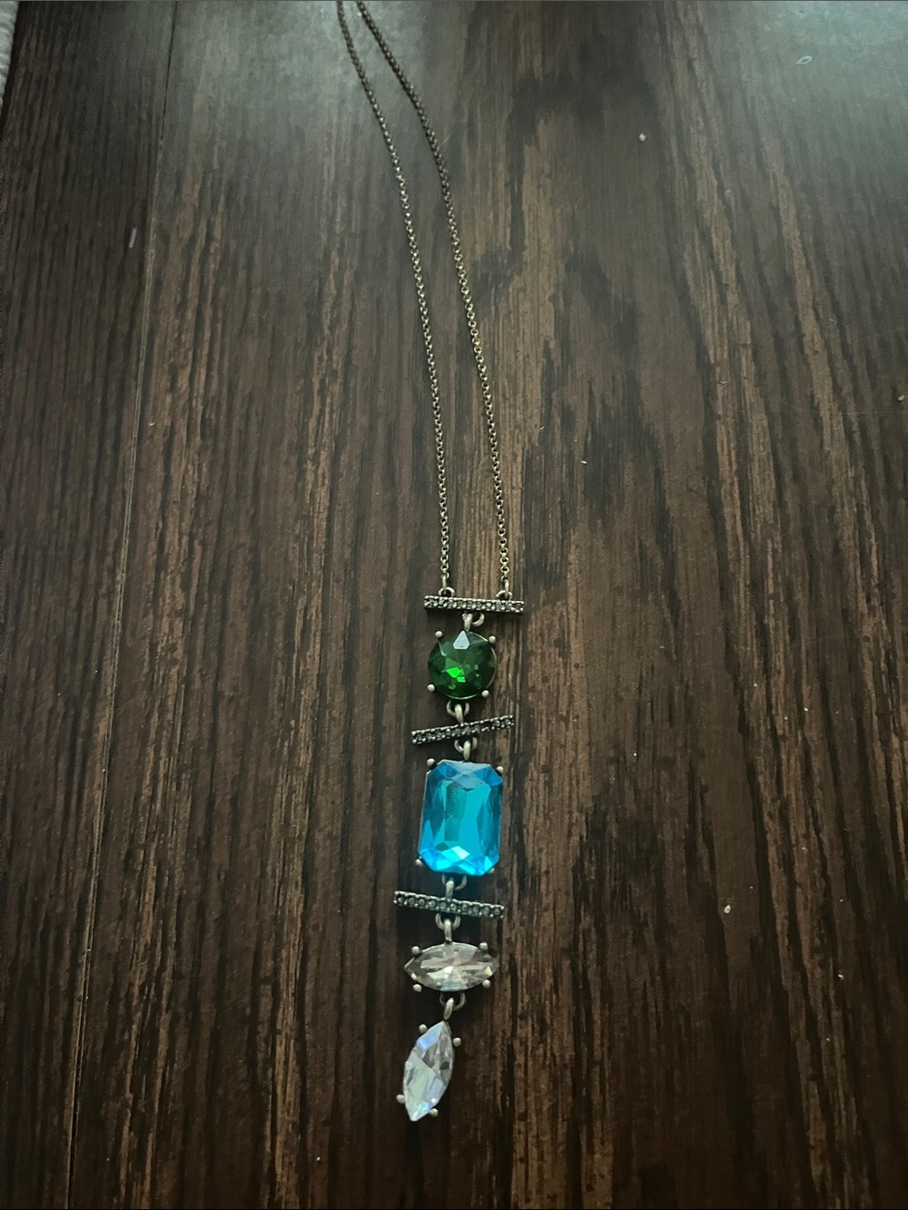 LOGO by Lori Goldstein Blue and Green Multi-Gem Drop Necklace
